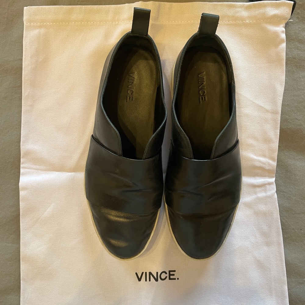 Vince Black Platform Slip on Sneakers